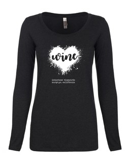 Women's Long Sleeve - Wine Heart - Black