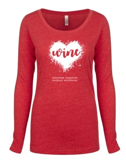 Women's Long Sleeve - Wine Heart - Red