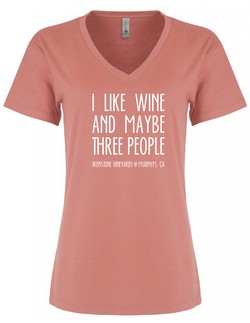 Women's Tee - I Like Wine - Desert Pink